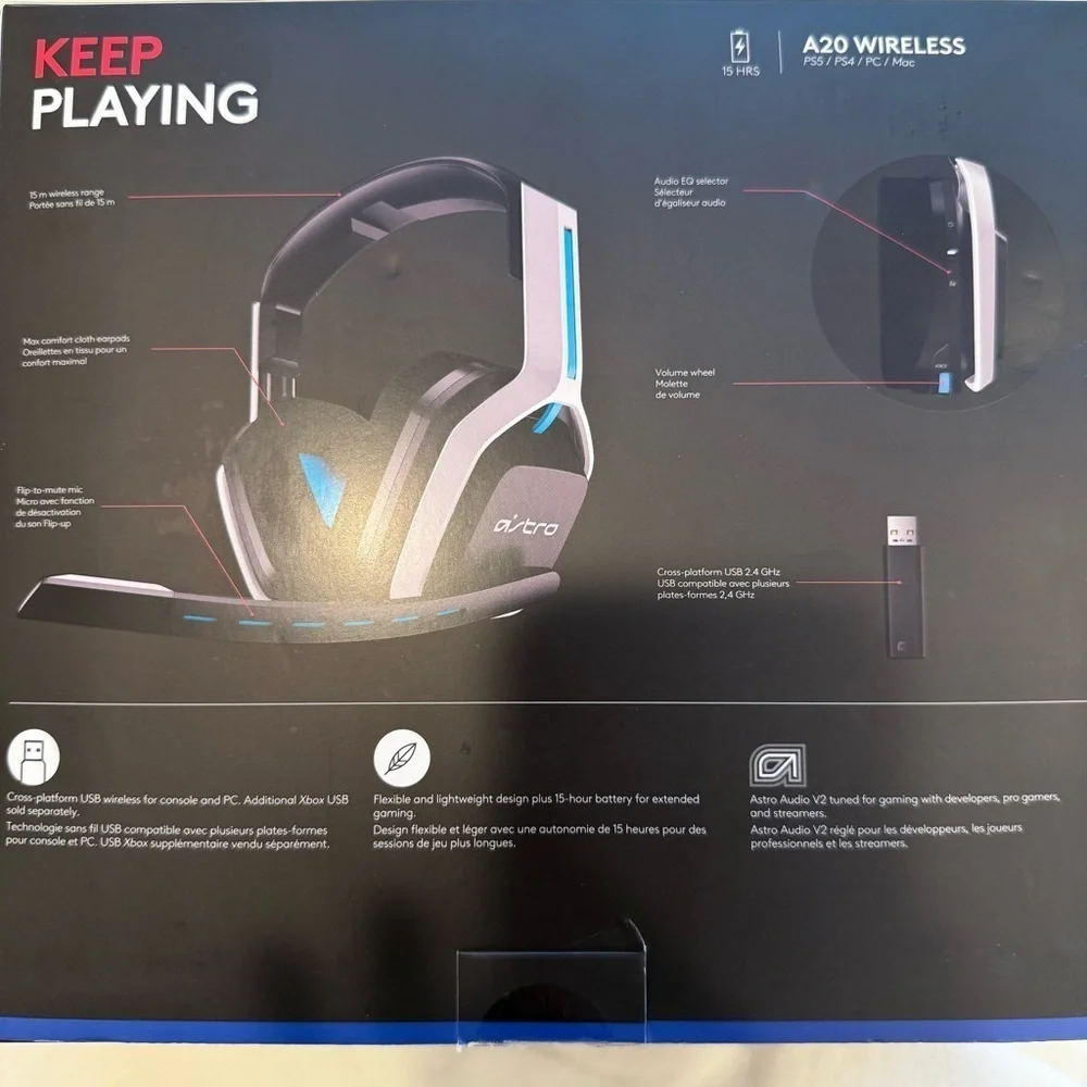 🎁New Logitech A20 Gaming Headset Black/Blue 939-001876 PS5 / PS4 / PC / MAC